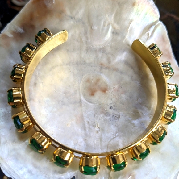 Lab Created Emerald in 14K Gold Plated Cuff Bracelet - Picture 3 of 4